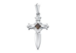 Серебряная подвеска с раух-топазом