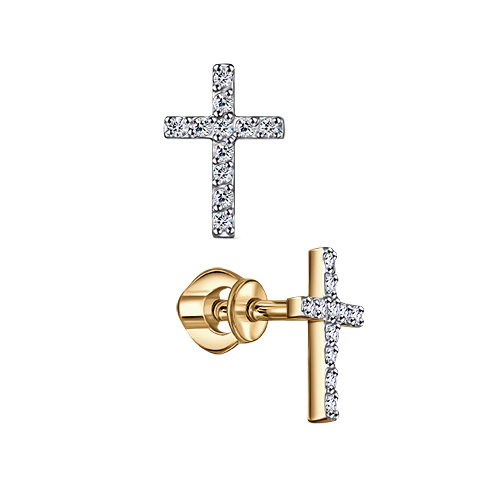 Серьга д/пирсинга из золота с фианитом