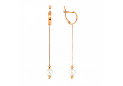 Золотые cерьги висячие с жемчугом