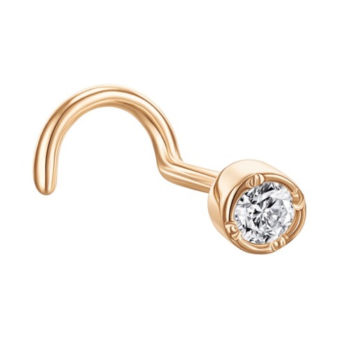 Серьга д/пирсинга из золота с фианитом