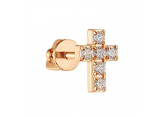 Золотая серьга пусет (гвоздик) с фианитом