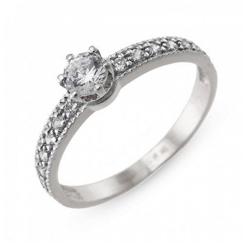 Кольцо из белого золота с фианитом