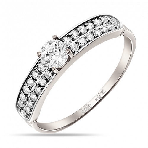 Кольцо из белого золота с фианитом