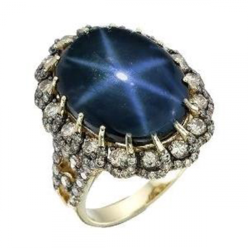 Кольцо из желтого золота 585 пробы с сапфиром