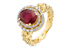 Кольцо из желтого золота с рубином