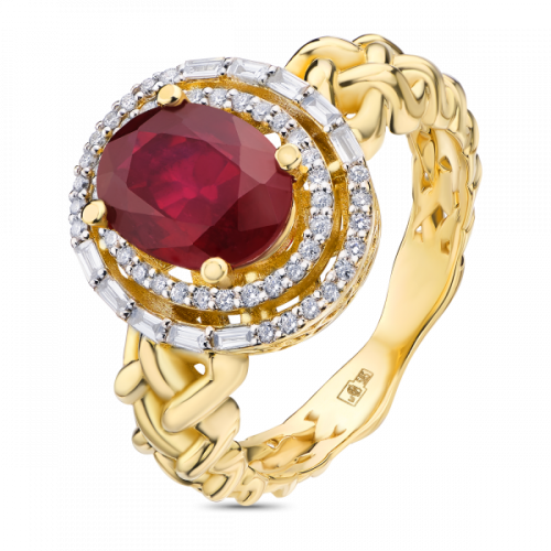 Кольцо из желтого золота с рубином