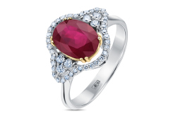 Кольцо из белого золота с рубином