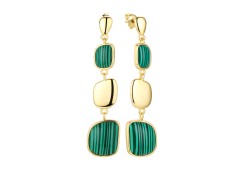 Серебряные cерьги пусеты (гвоздики) с позолотой с малахитом