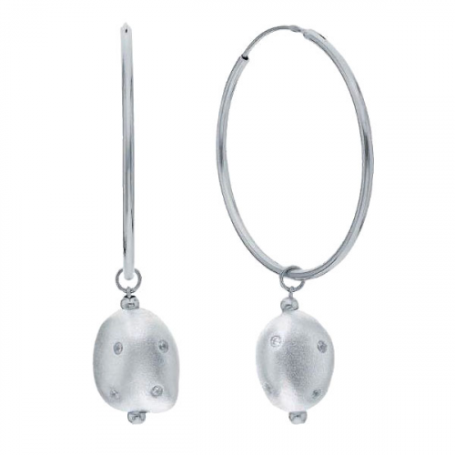 Серебряные cерьги конго с фианитом