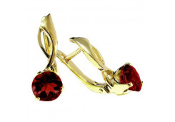 Серьги из желтого золота с гранатом