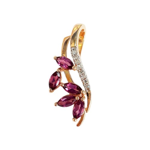 Золотая подвеска с родолитом