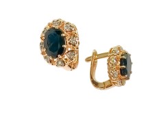 Золотые cерьги классические с лондон топазом