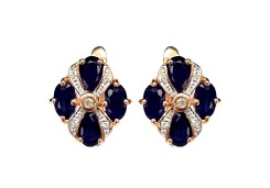 Золотые cерьги классические с сапфиром