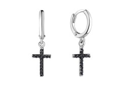 Серебряные cерьги висячие с фианитом