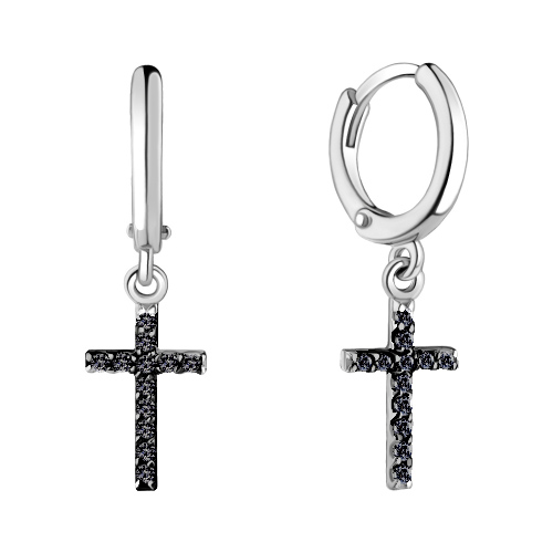 Серебряные cерьги висячие с фианитом