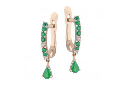 Золотые cерьги классические с изумрудом