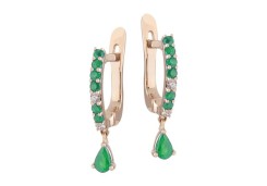 Золотые cерьги классические с изумрудом