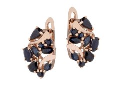 Золотые cерьги классические с сапфиром