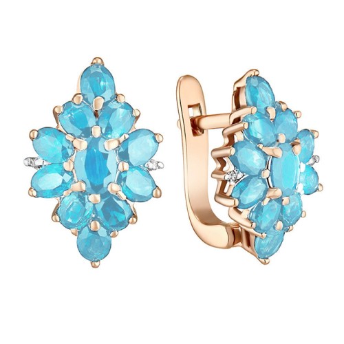 Золотые cерьги классические с топазом