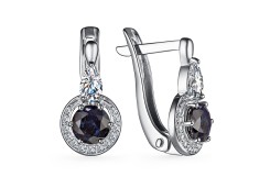 Серебряные cерьги с сапфиром