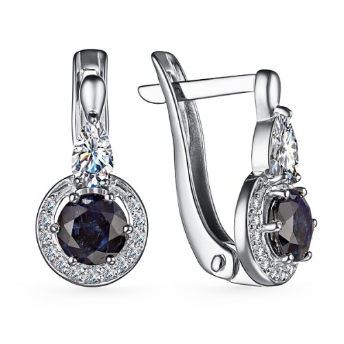 Серебряные cерьги с сапфиром