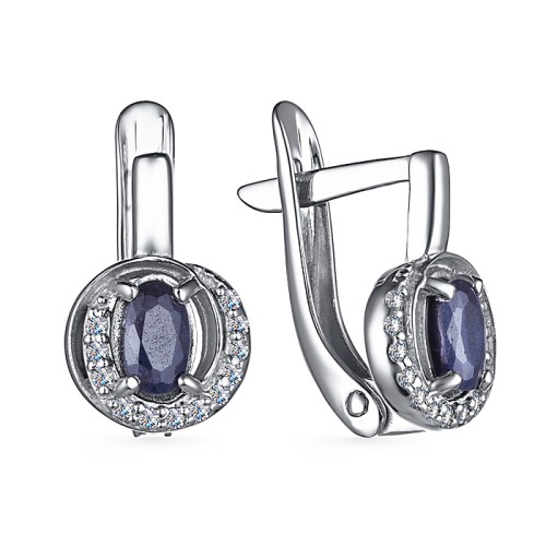 Серебряные cерьги с сапфиром