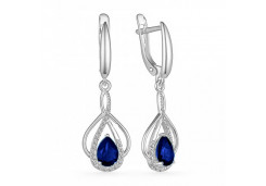 Серебряные cерьги висячие с фианитом