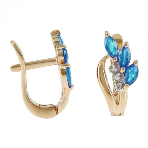 Золотые cерьги классические с топазом