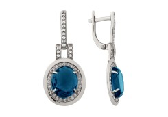 Серебряные cерьги висячие с кварцем