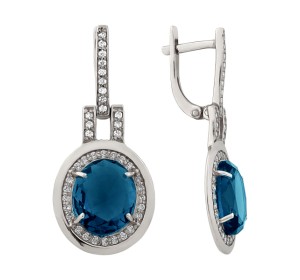 Серебряные cерьги висячие с кварцем