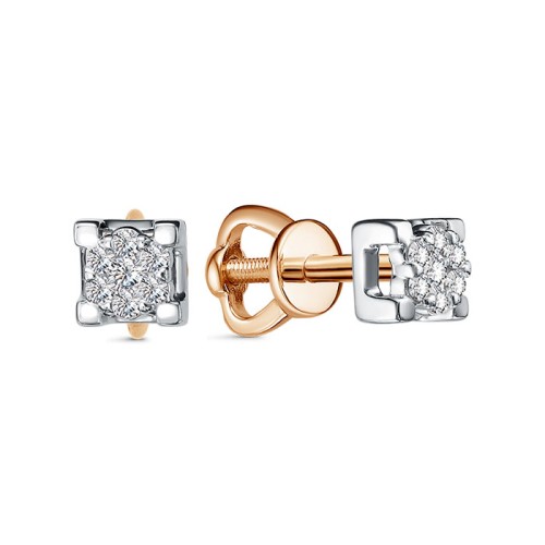 Золотые cерьги пусеты (гвоздики) с бриллиантом