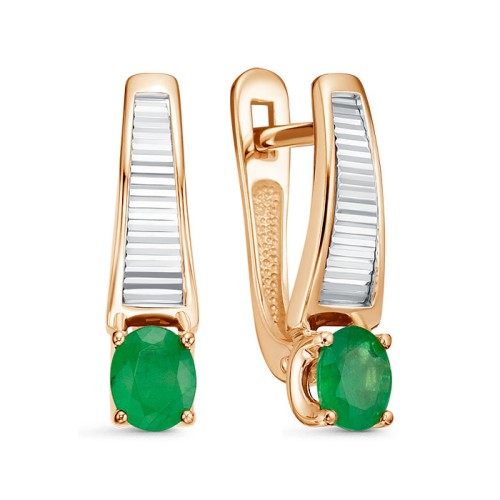 Золотые cерьги с изумрудом