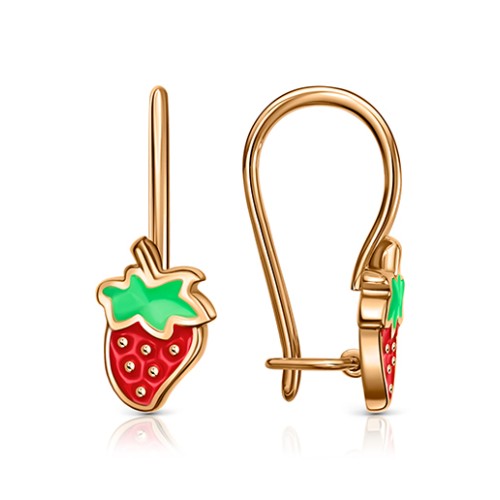 Золотые cерьги классические с эмалью