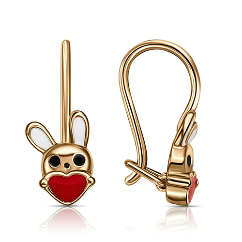 Золотые cерьги классические с эмалью