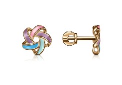 Золотые cерьги пусеты (гвоздики) с эмалью