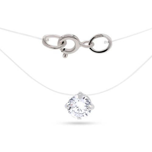 Подвеска на леске из серебра с фианитом