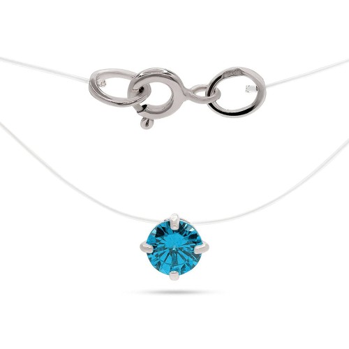 Подвеска на леске из серебра с фианитом