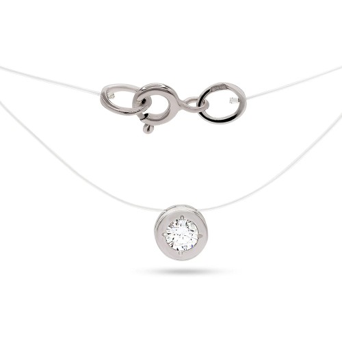 Подвеска на леске из серебра с фианитом