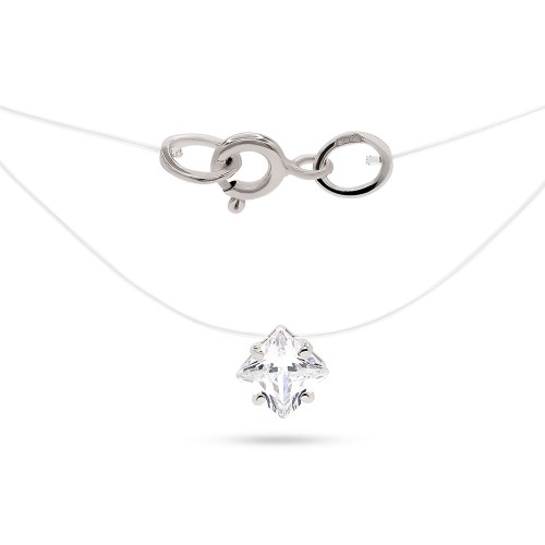 Подвеска на леске из серебра с фианитом