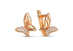 Серебряные cерьги классические с позолотой с фианитом