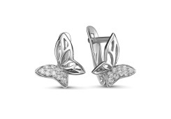 Серебряные cерьги классические с фианитом