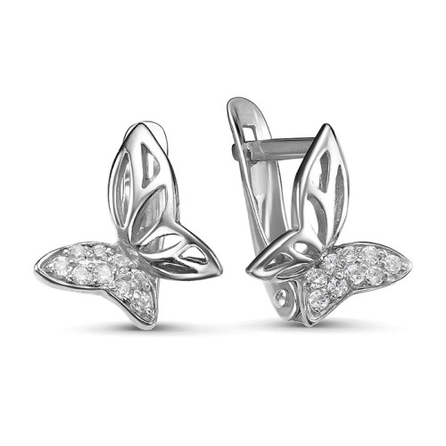 Серебряные cерьги классические с фианитом