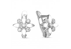 Серебряные cерьги классические с фианитом