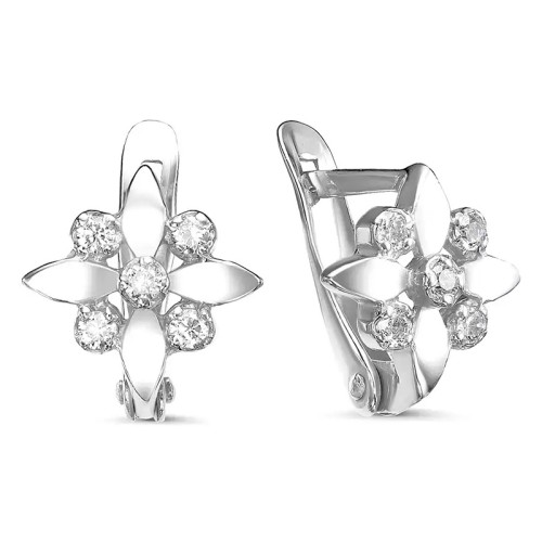 Серебряные cерьги классические с фианитом