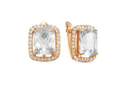 Серебряные cерьги с позолотой с фианитом