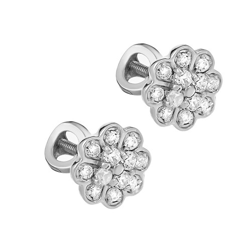 Серебряные cерьги пусеты (гвоздики) с фианитом