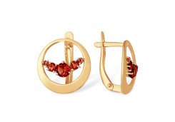 Золотые cерьги классические с гранатом