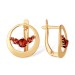 Золотые cерьги классические с гранатом