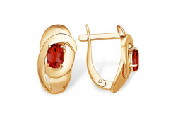 Золотые cерьги классические с гранатом