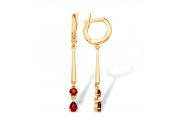 Золотые cерьги висячие с гранатом